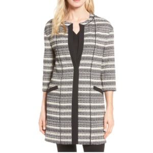Anne Klein | Long Striped Tweed Jacket
